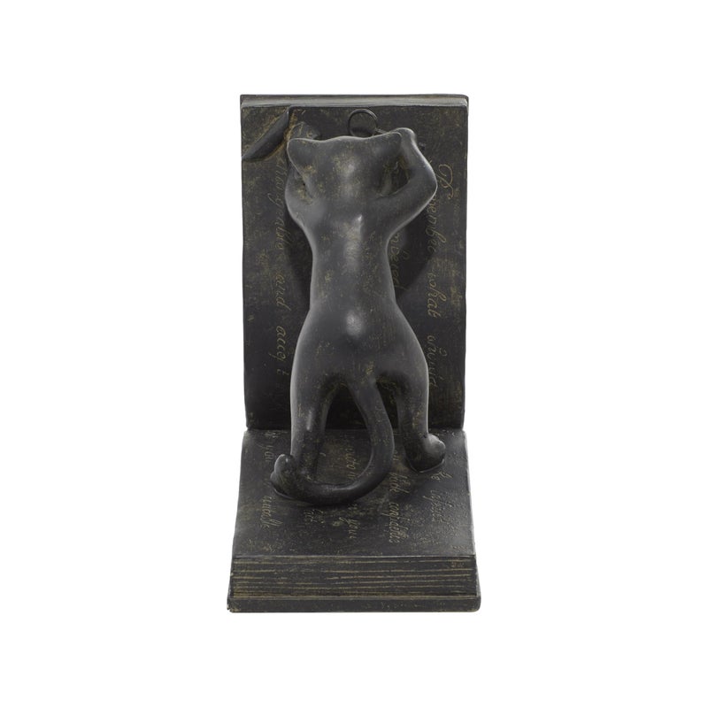 Deco 79 Polystone Cat Decorative Bookends Reading Non Skid Bookends, Set of 2 Office Bookends7"H, 6"W, Black - Image 2